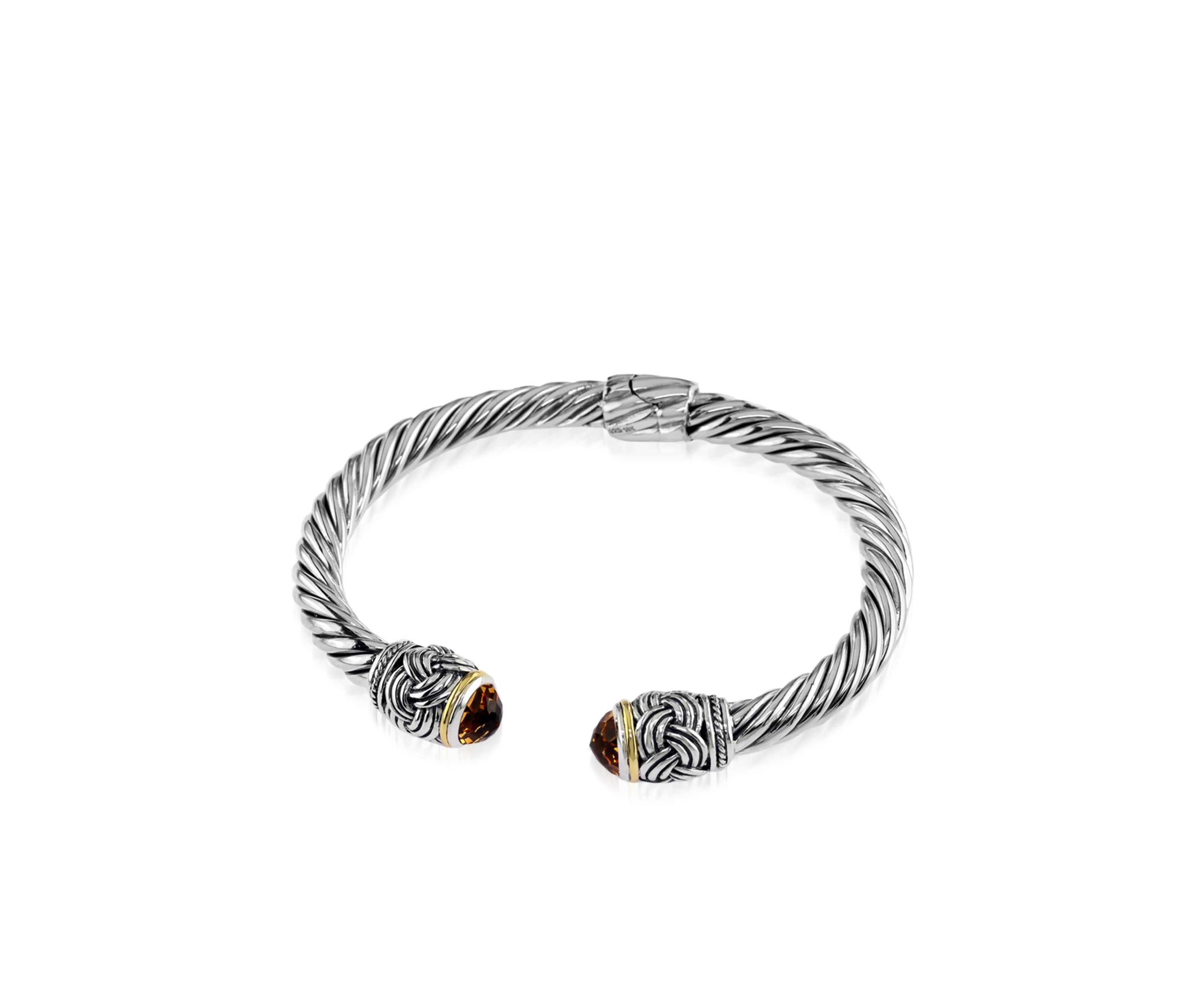 Citrine Bangle in Sterling Silver and 18K Yellow Gold