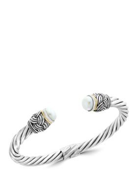 Effy Freshwater Pearls Open Cuff Bracelet in Sterling Silver and 18K Yellow Gold -  5400451IGL0C935J2