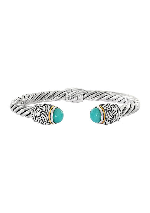 Effy® Sterling Silver 18K Yellow Gold Amazonite Hinged