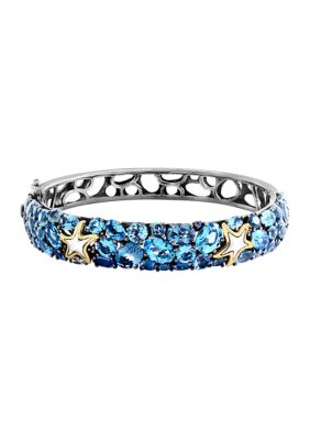 Effy Blue Topaz, London Blue Topaz, And Sapphire Starfish Bangle Bracelet In 18K Sterling Silver -  0617892594007