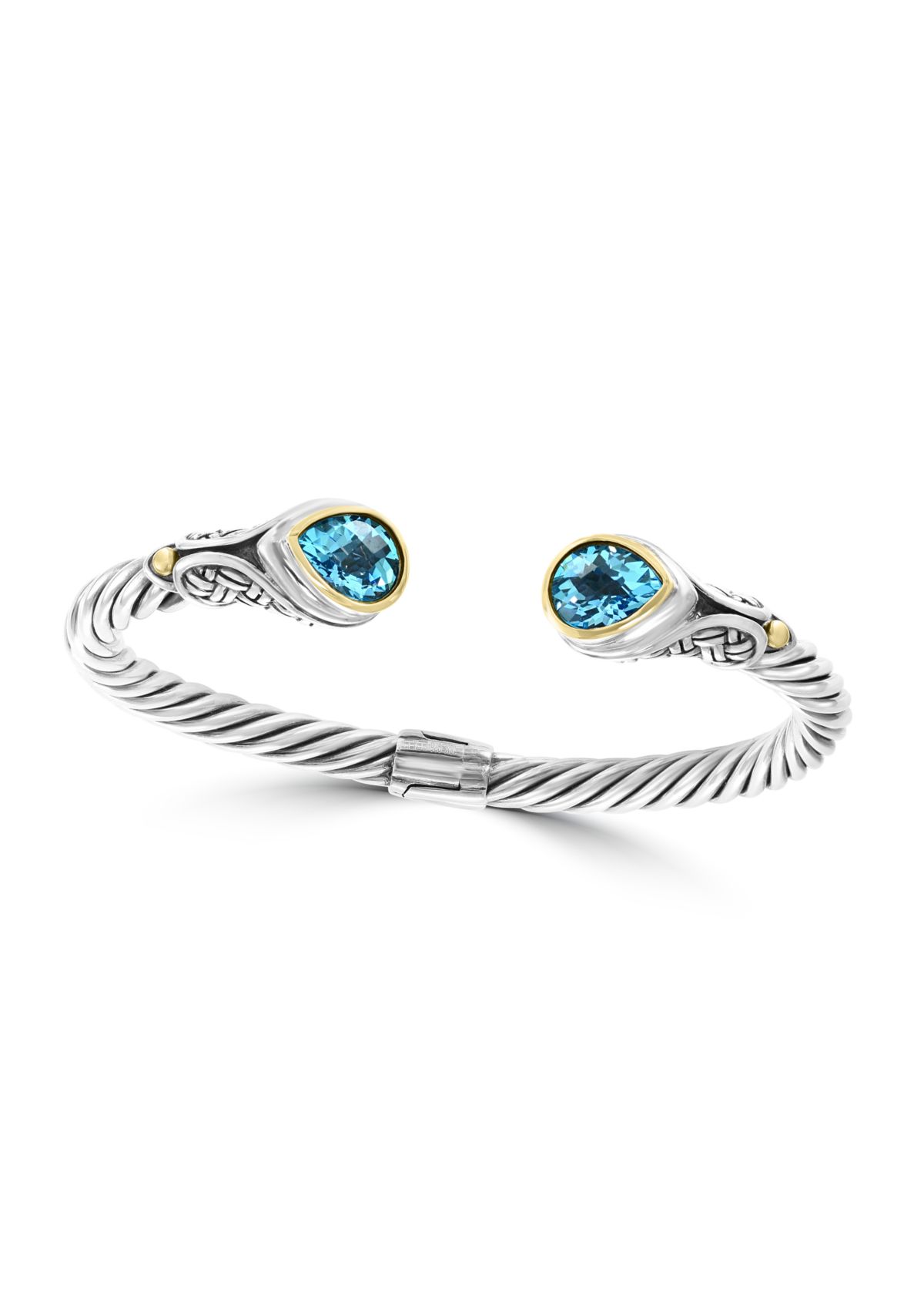 Blue Topaz Bangle Bracelet in 18K Sterling Silver