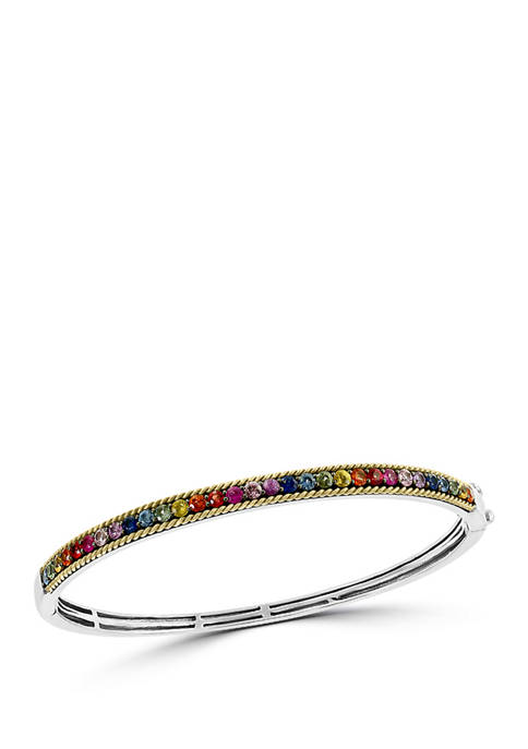 2.35 ct. t.w. Multi Sapphire Bangle in 14K Yellow Gold and Sterling Silver