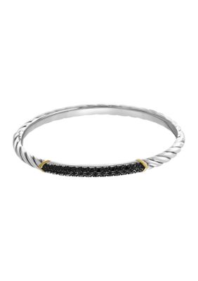Effy Black Diamond Bangle Bracelet In Sterling Silver And 14K Yellow Gold