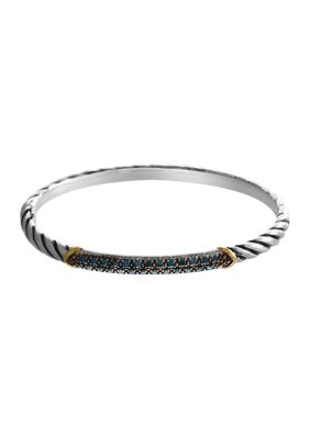 Effy Sterling Silver and 14K Yellow Gold Blue Diamond Bangle Bracelet -  5400451IGM0M038D3