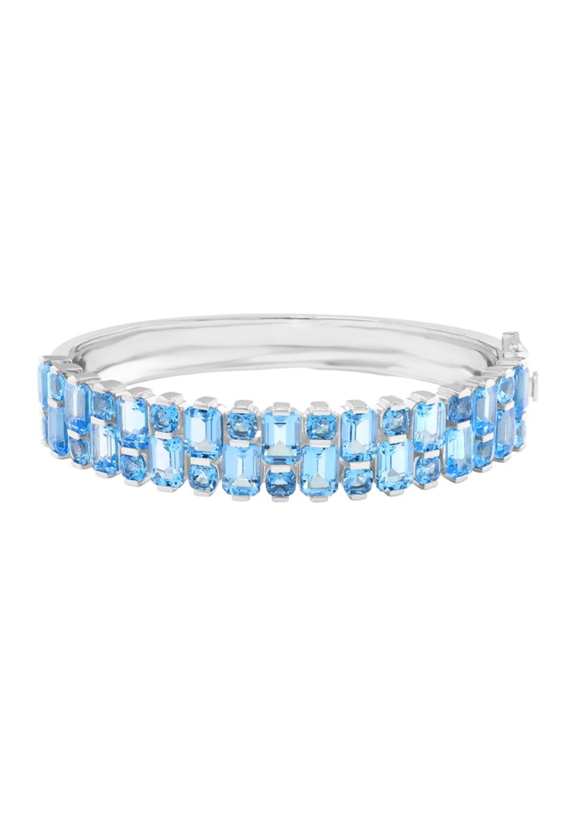 Sterling Silver, Blue Topaz Bangle 