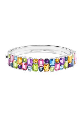 Effy Sterling Silver Amethyst, Blue Topaz, London Blue Topaz, Pink Topaz, Citrine, and Peridot Bangle, 7