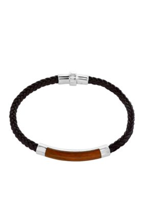 Effy Men's Sterling Silver Woven Leather Bracelet