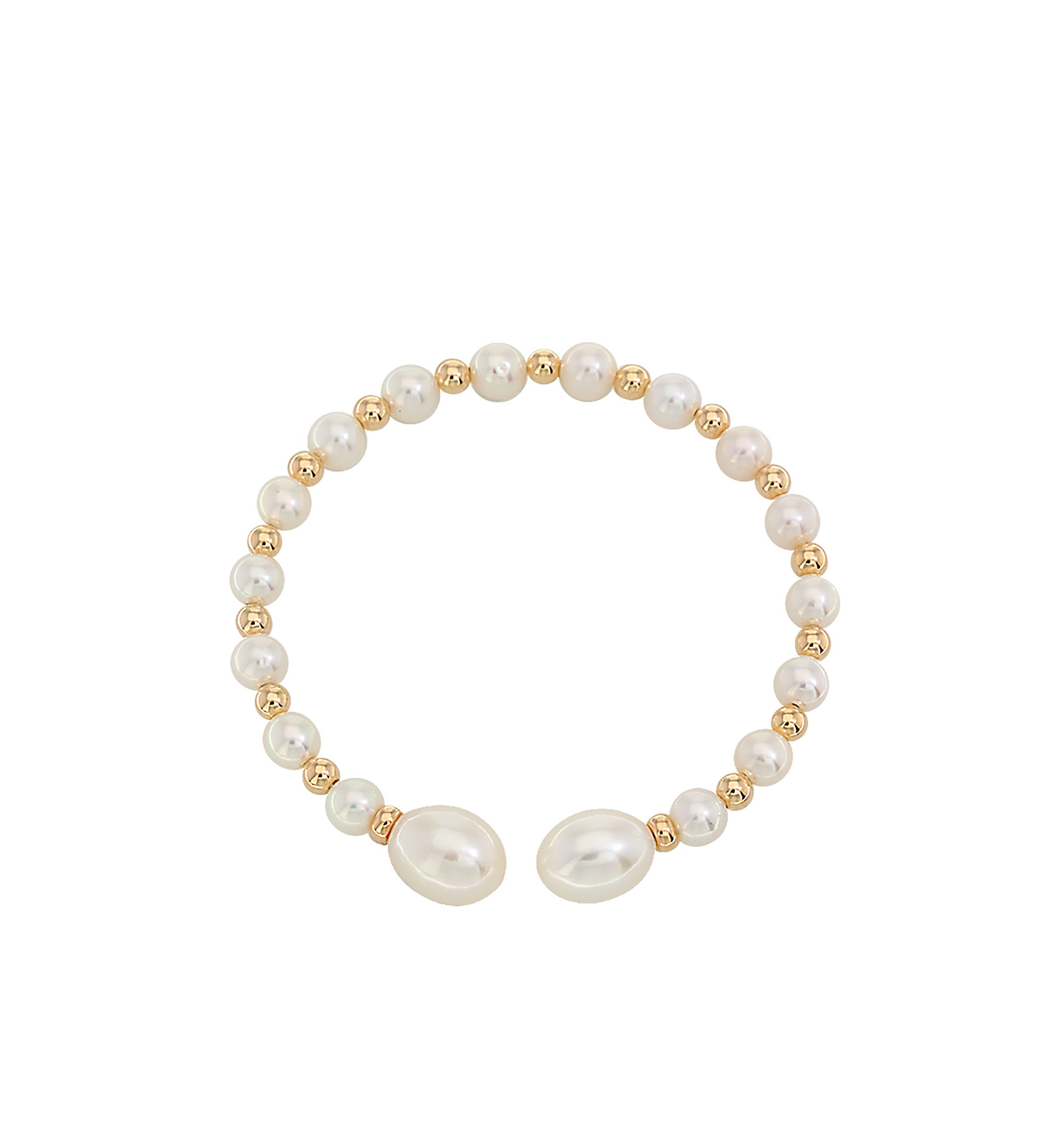 Freshwater Pearl Bangle Bracelet in 14k Yellow Gold