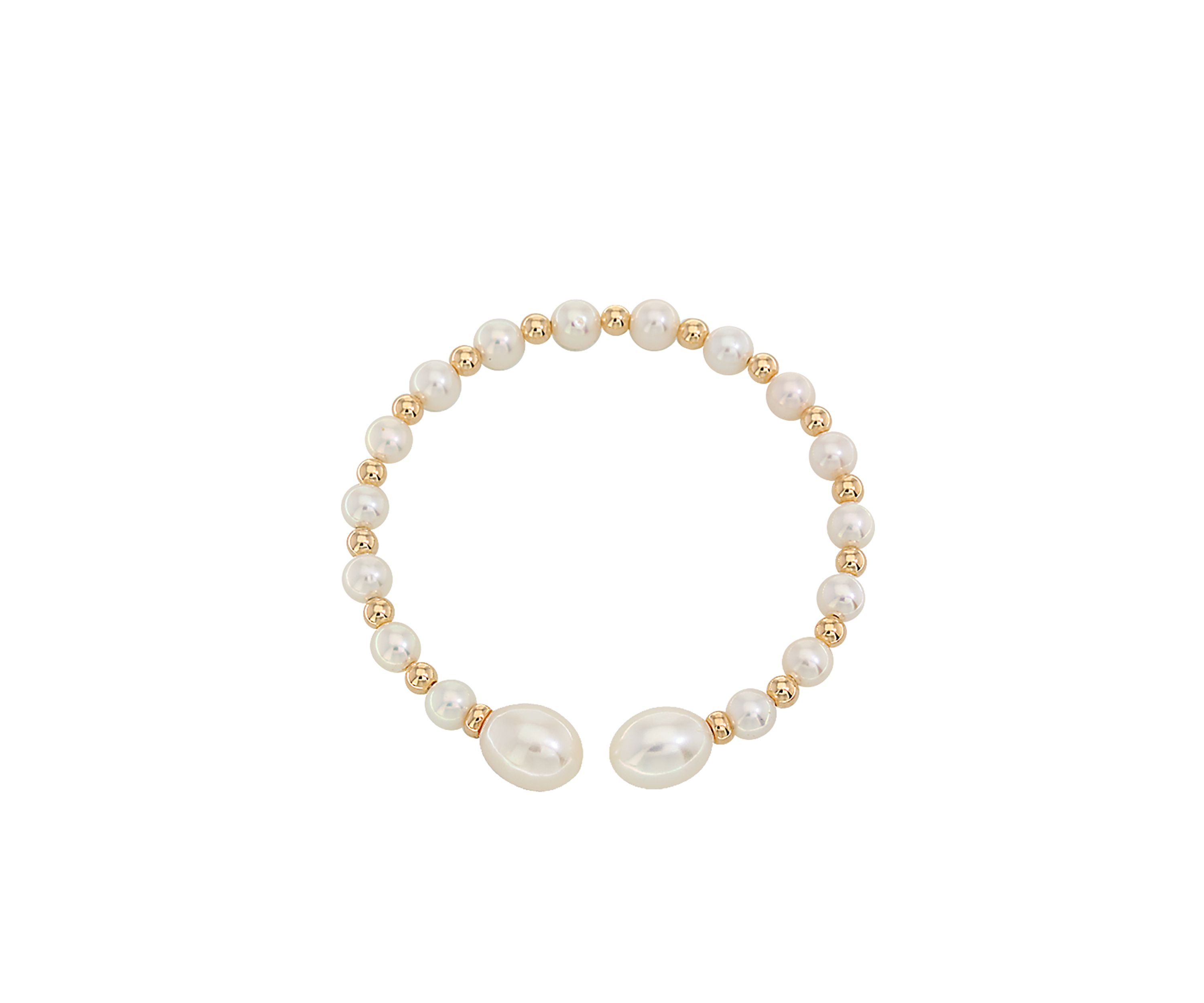 Freshwater Pearl Bangle Bracelet in 14k Yellow Gold