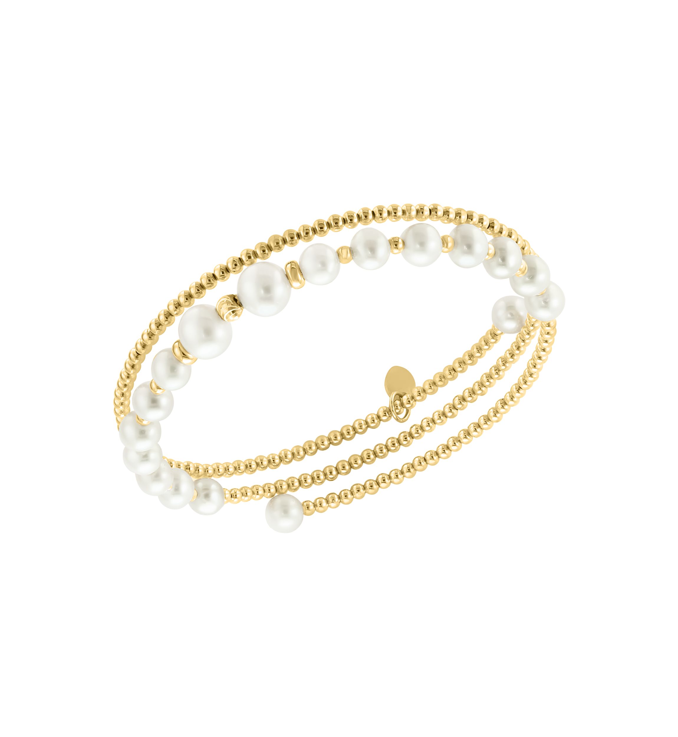 14K Yellow Gold Freshwater Pearl Adjustable Bracelet 