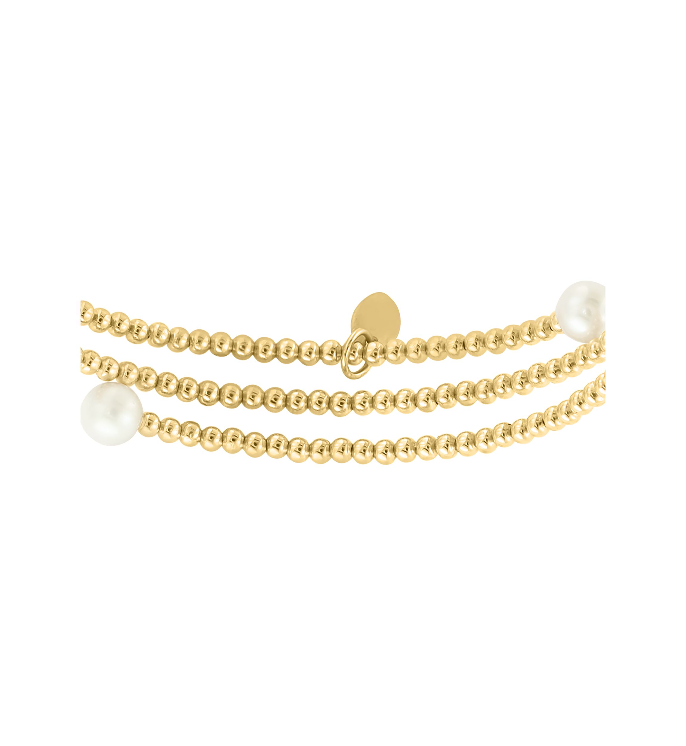 14K Yellow Gold Freshwater Pearl Adjustable Bracelet 