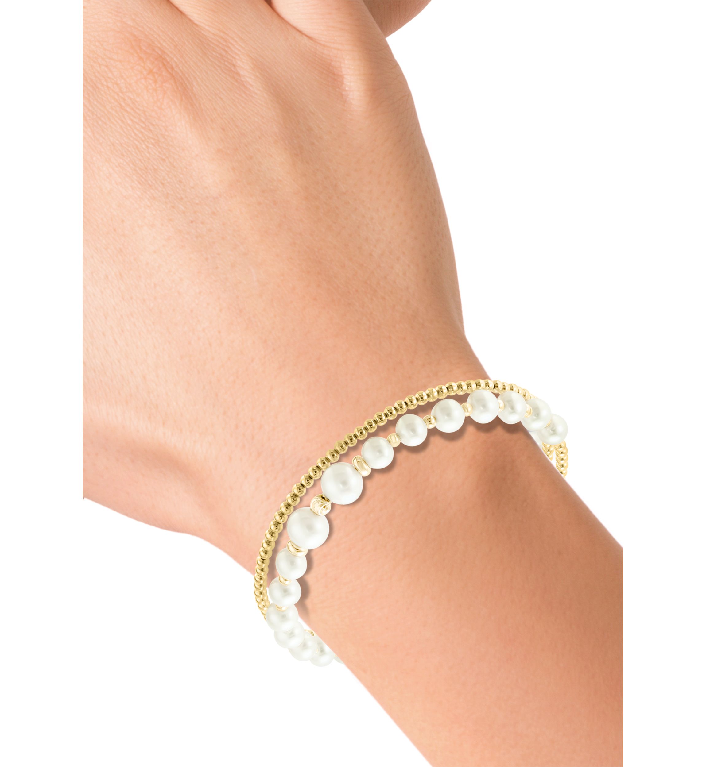 14K Yellow Gold Freshwater Pearl Adjustable Bracelet 