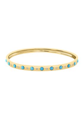 Effy 1/8 ct. t.w. Diamond, 1.05 ct. t.w. Turquoise Bangle Bracelet in 14K Yellow Gold -  5400451IGY0Z596LO