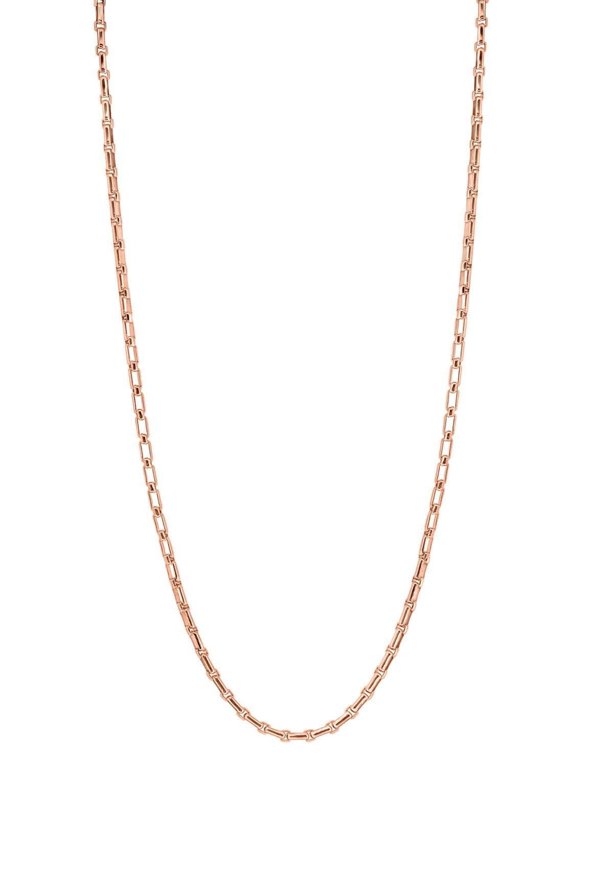 Mens Chain Necklace in Rose Gold over Sterling Silver