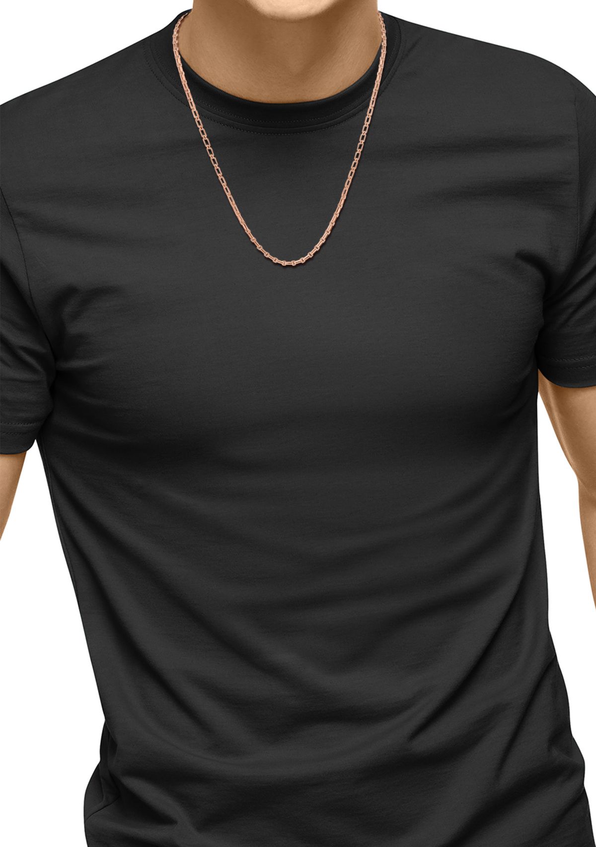 Mens Chain Necklace in Rose Gold over Sterling Silver