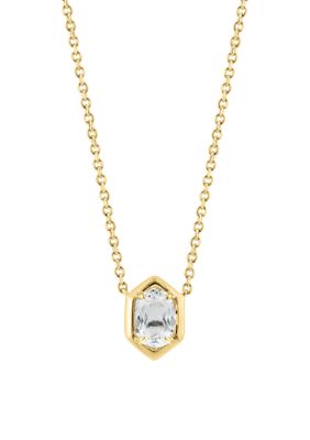 Effy 925 Gold Plated Silver White Topaz Oval Necklace -  5400451INA0V326B2