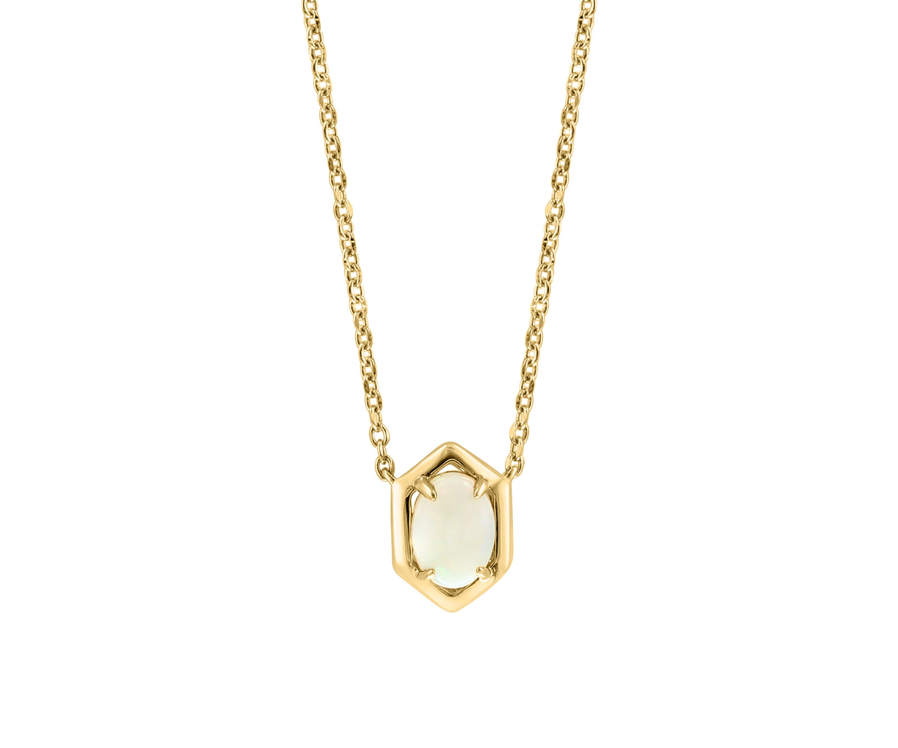 925 Gold Plated Silver Opal Oval Necklace 