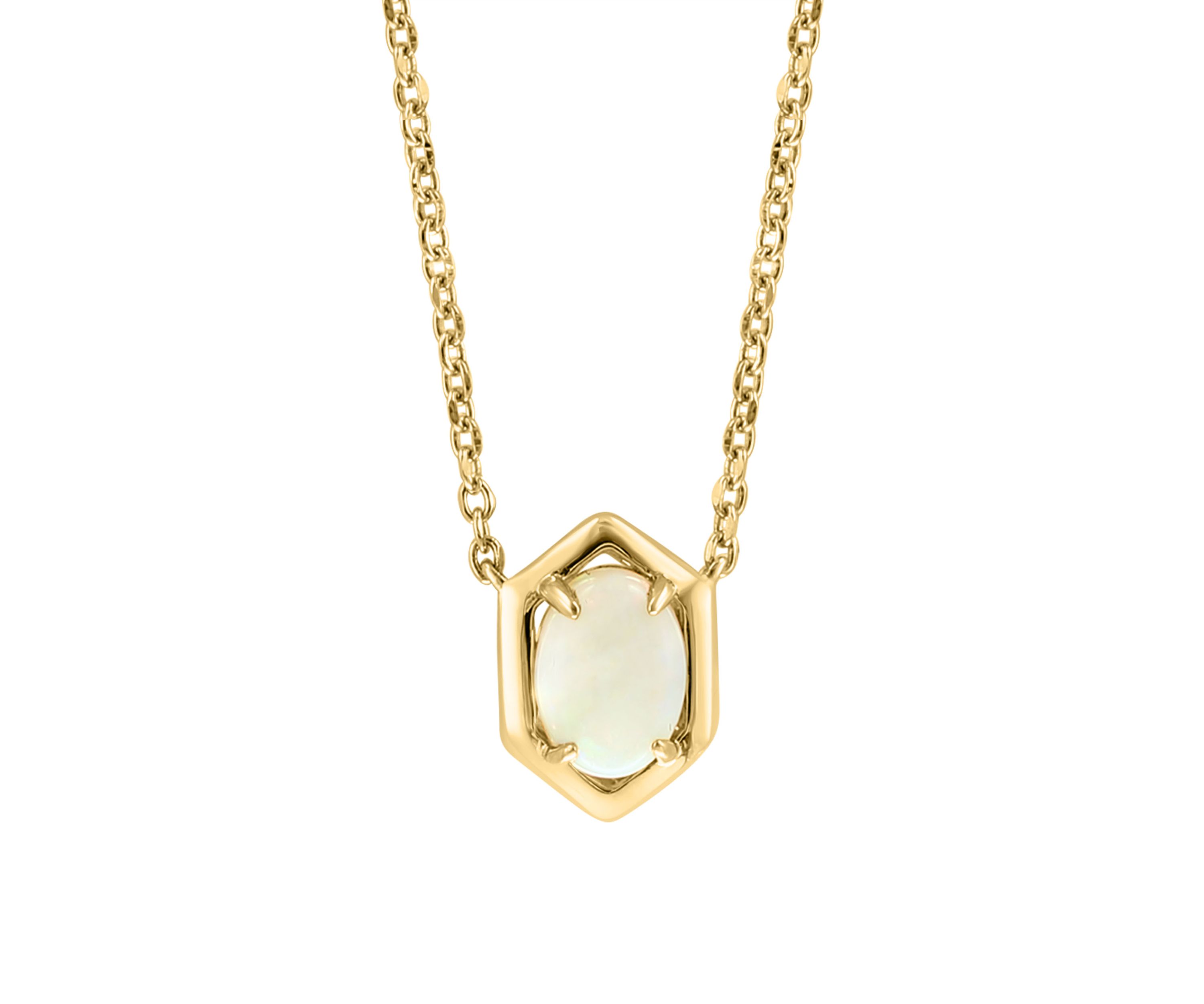 925 Gold Plated Silver Opal Oval Necklace 