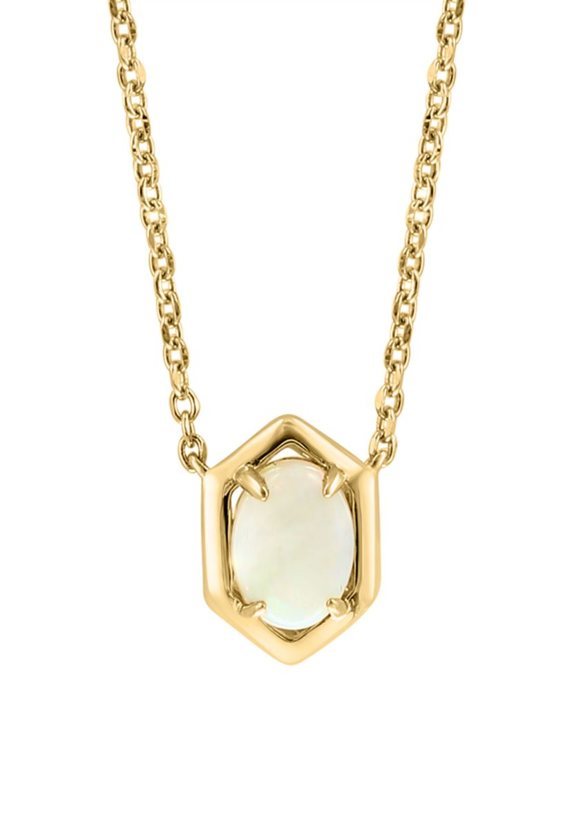 925 Gold Plated Silver Opal Oval Necklace 