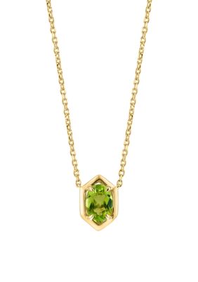 Effy 925 Gold Plated Silver Peridot Oval Necklace, Yellow, 16 in -  0617892815850