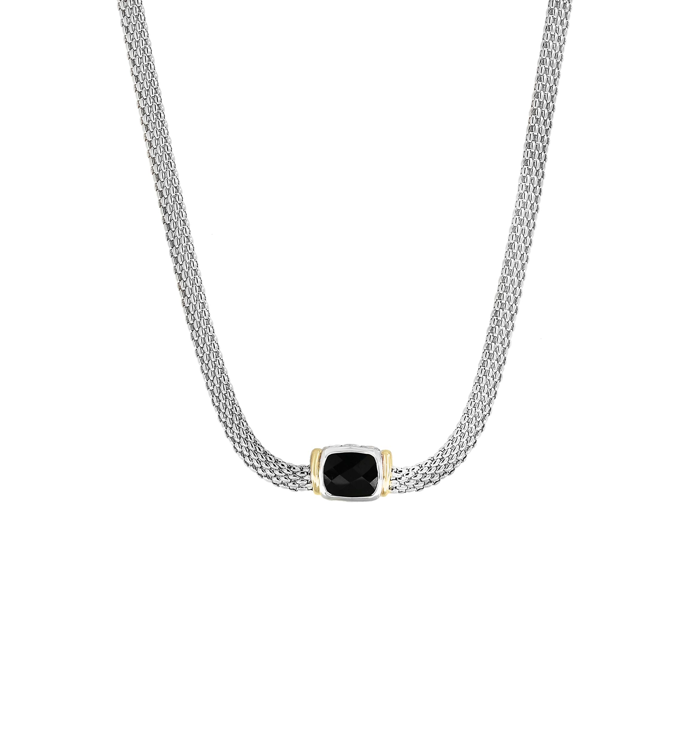 Onyx Cable Necklace in 18K Sterling Silver