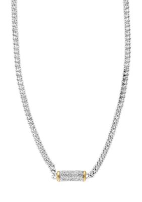 Effy 1/2 Ct. T.w. Diamond Cable Necklace In 18K Sterling Silver
