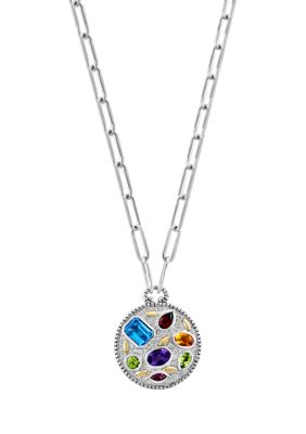 Effy Amethyst, Blue Topaz, White Topaz, Citrine, Garnet, Pink Tourmaline, and Peridot Necklace in Sterling Silver