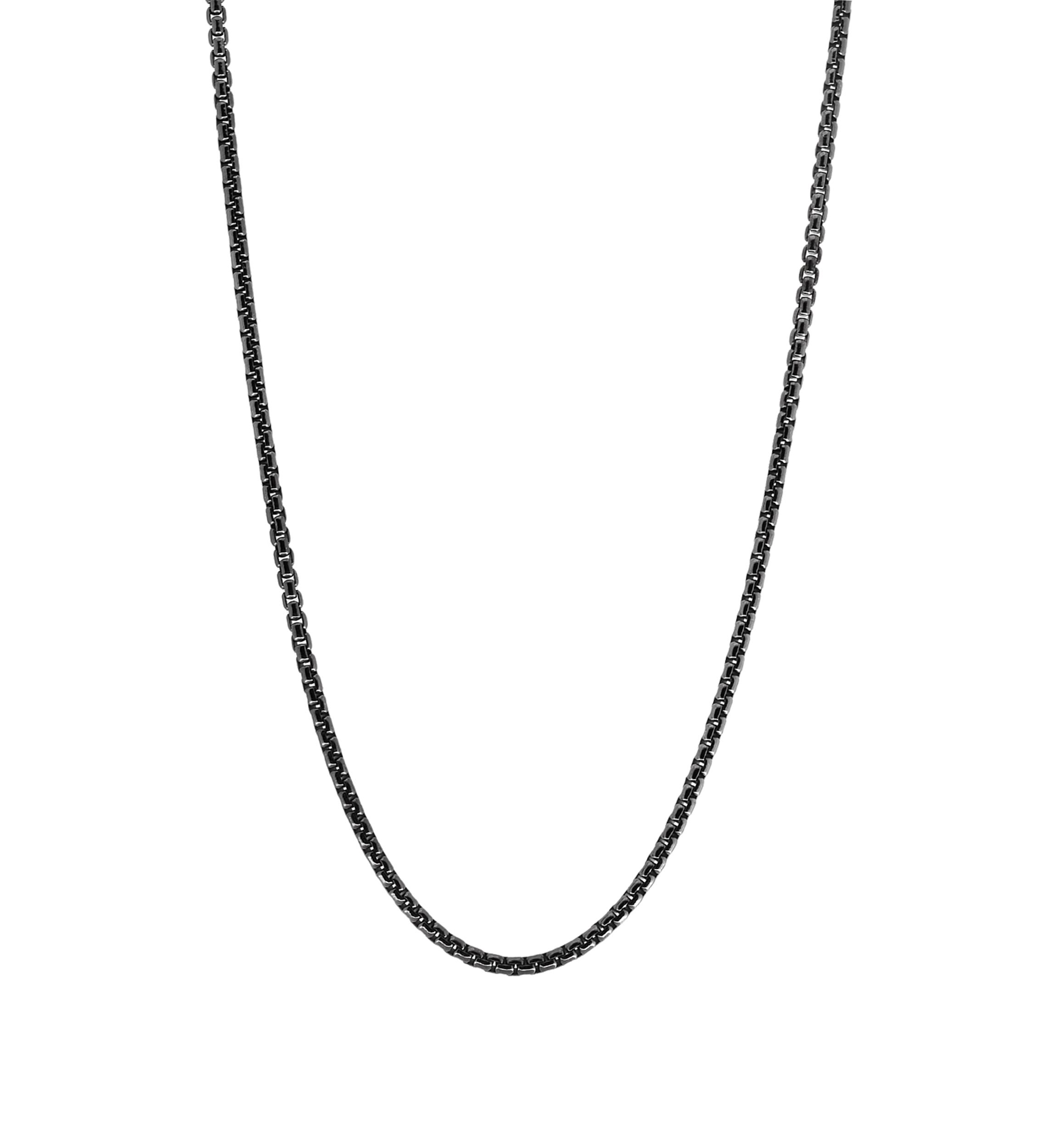 Mens 24 Inch Sterling Silver with Black Rhodium Chain