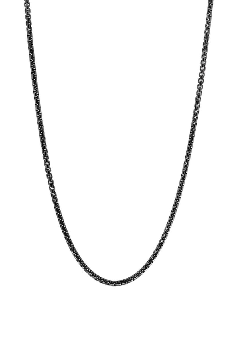 Mens 24 Inch Sterling Silver with Black Rhodium Chain
