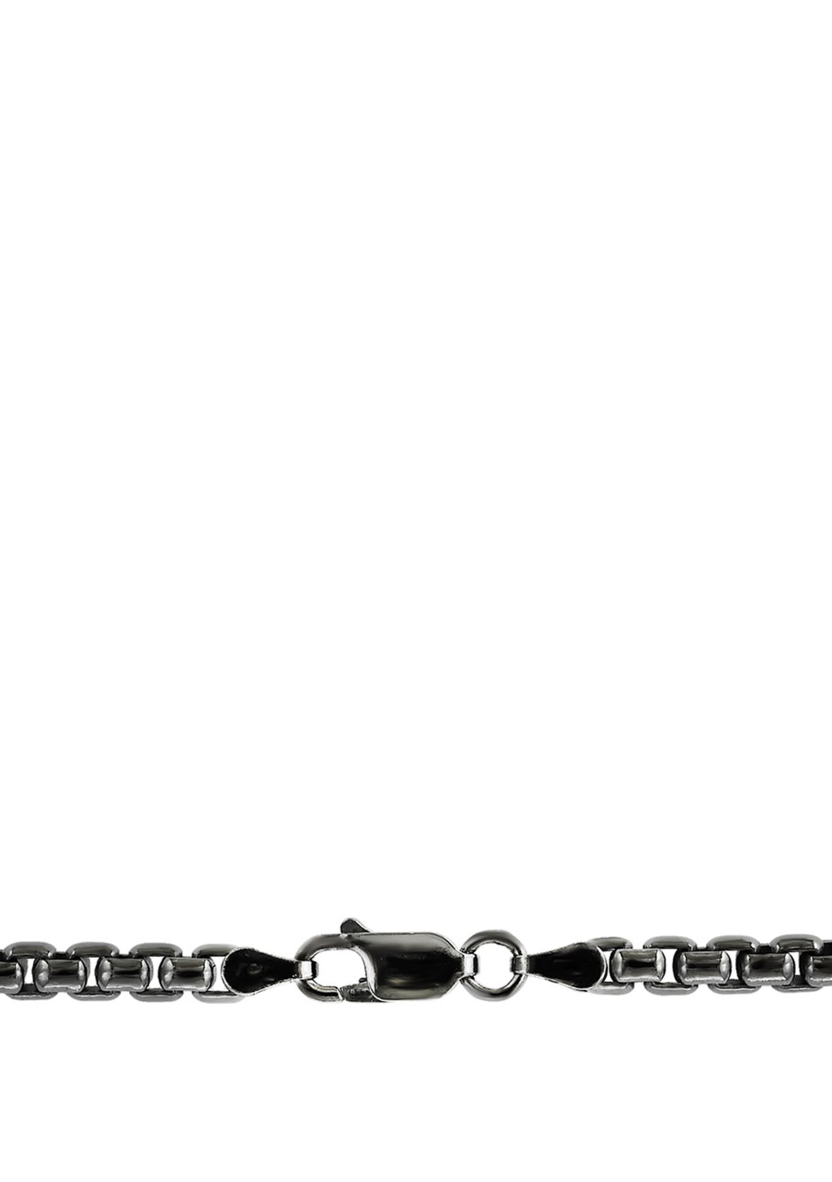 Mens 24 Inch Sterling Silver with Black Rhodium Chain