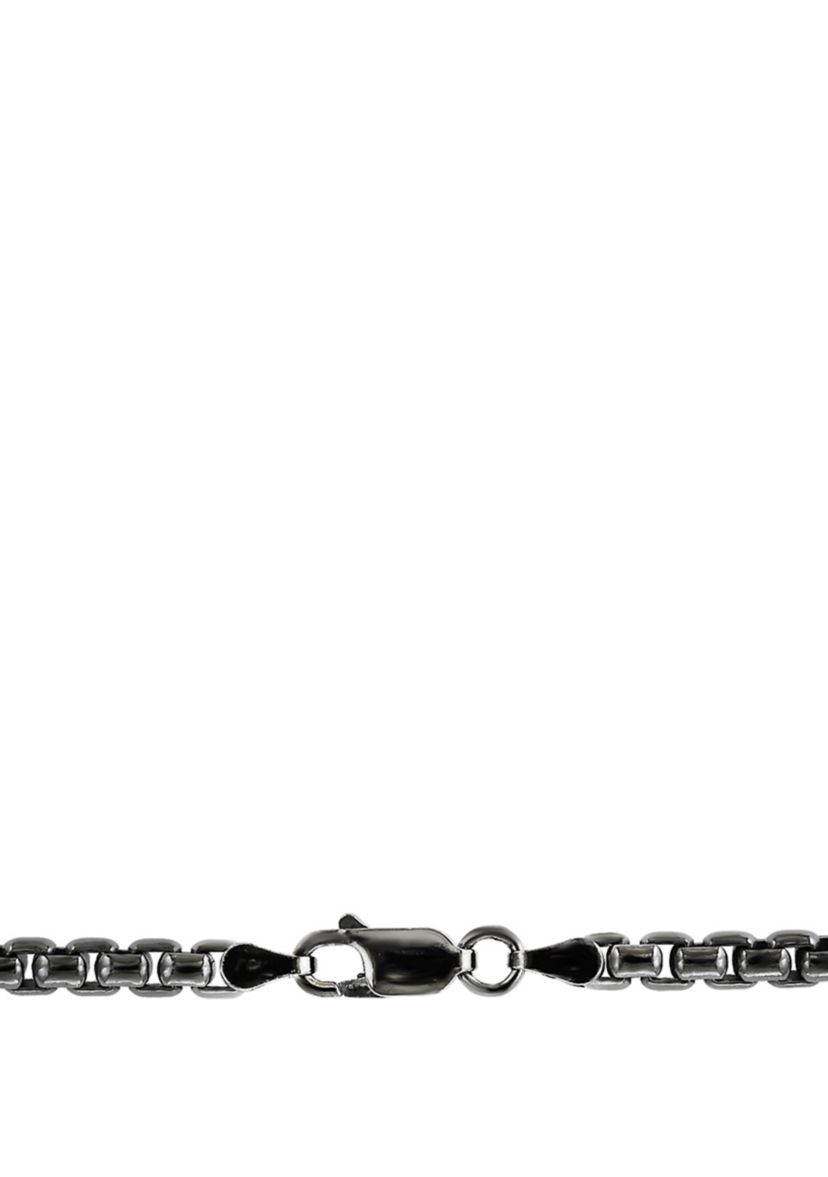 Mens 24 Inch Sterling Silver with Black Rhodium Chain