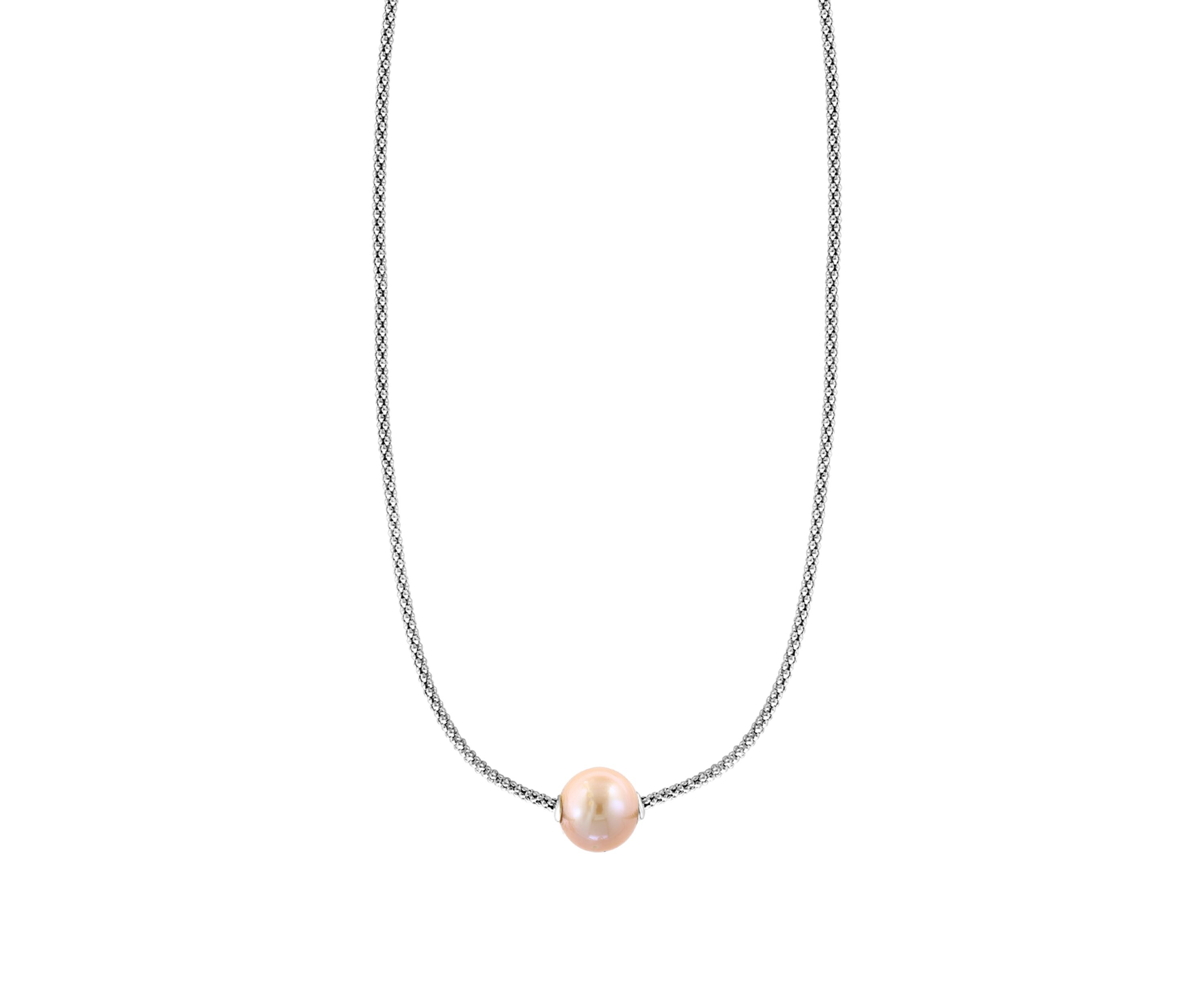 10 Millimeter Peach Freshwater Pearl Necklace in Sterling Silver 