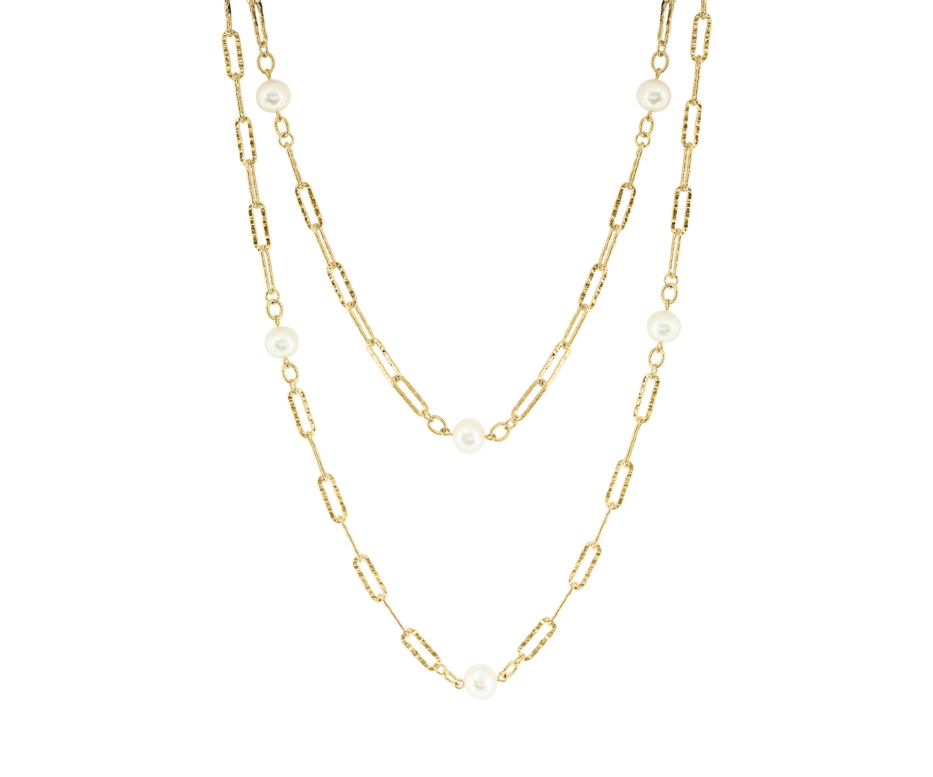36" Freshwater Pearl Necklace in Gold Over Sterling Silver