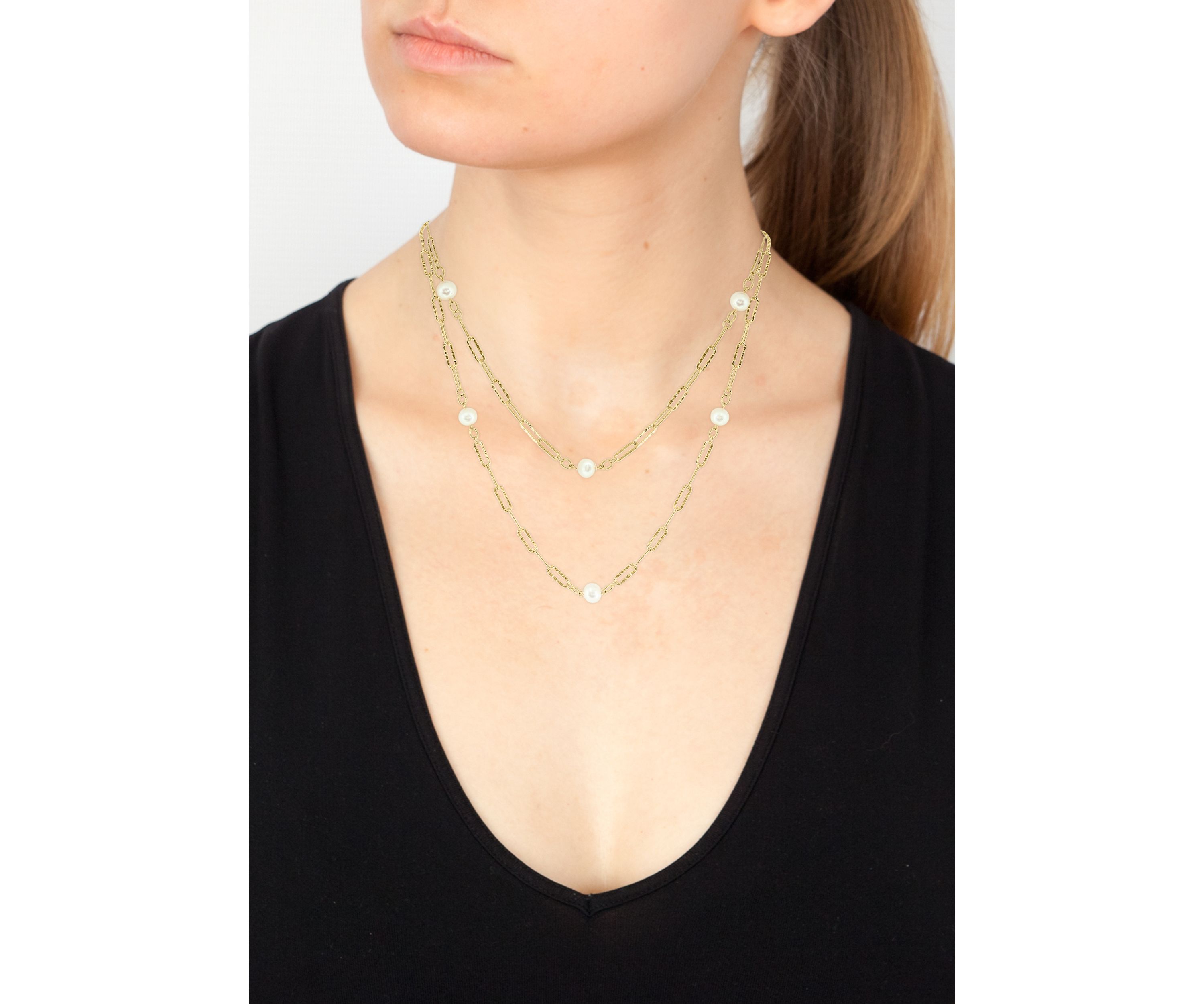 36" Freshwater Pearl Necklace in Gold Over Sterling Silver