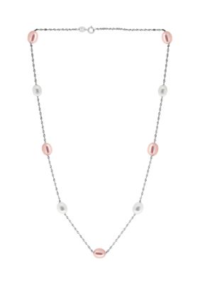 Effy 18"" Multi Color Freshwater Pearl Necklace In Sterling Silver