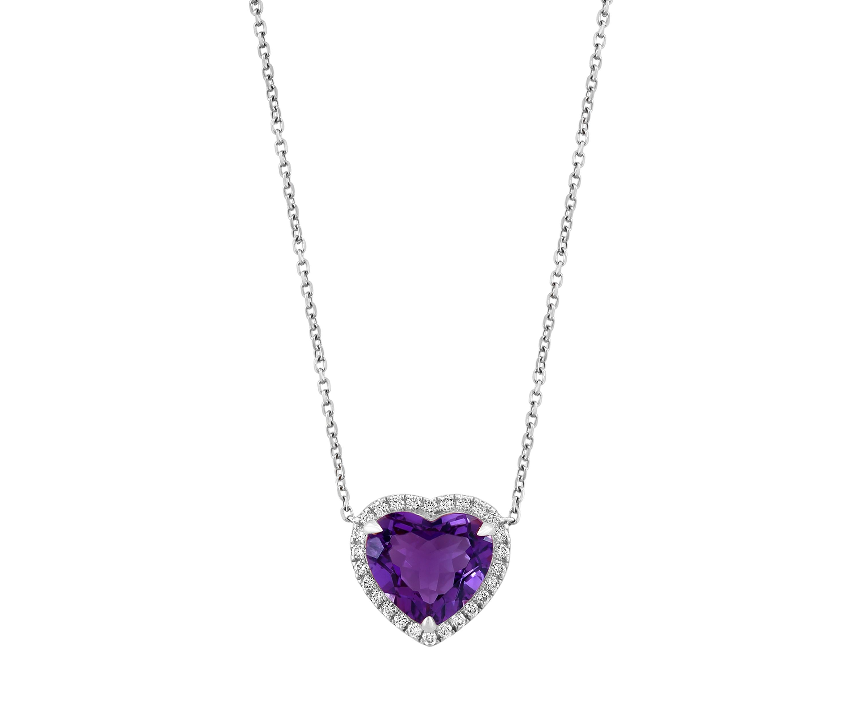 Sterling Silver Amethyst Heart Necklace