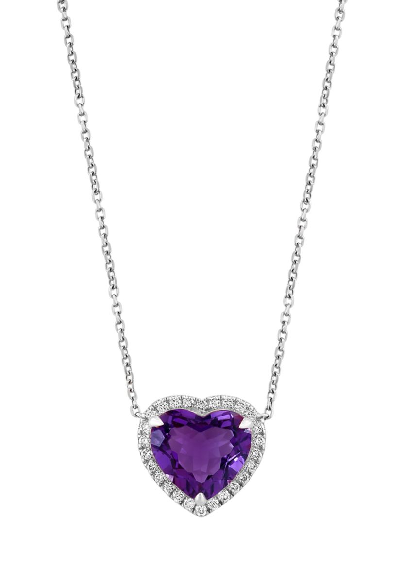 Sterling Silver Amethyst Heart Necklace