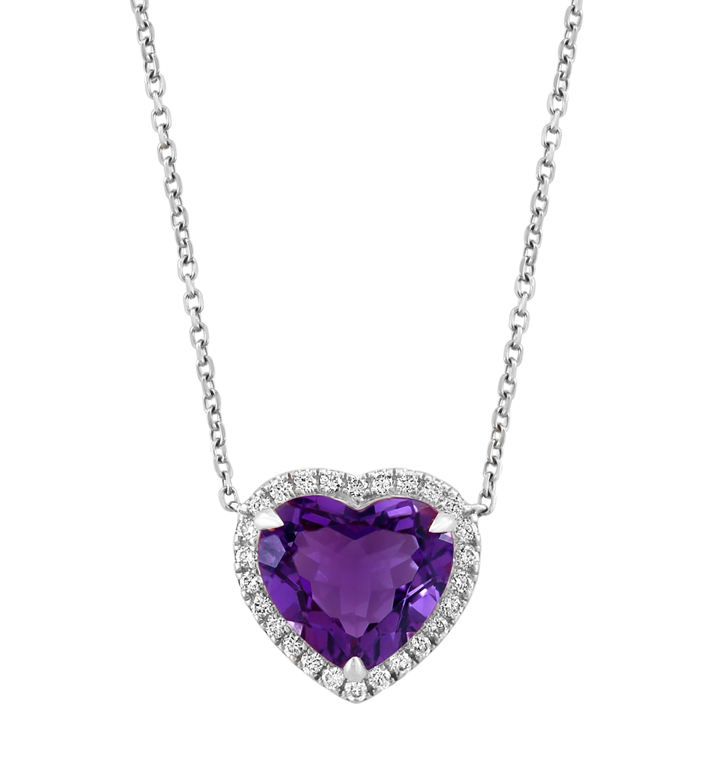 Sterling Silver Amethyst Heart Necklace