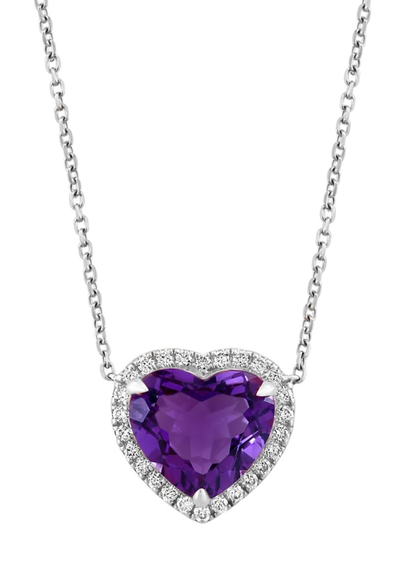 Sterling Silver Amethyst Heart Necklace