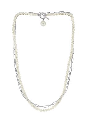 Effy 18"" Freshwater Pearl Multi Chain Necklace In Sterling Silver