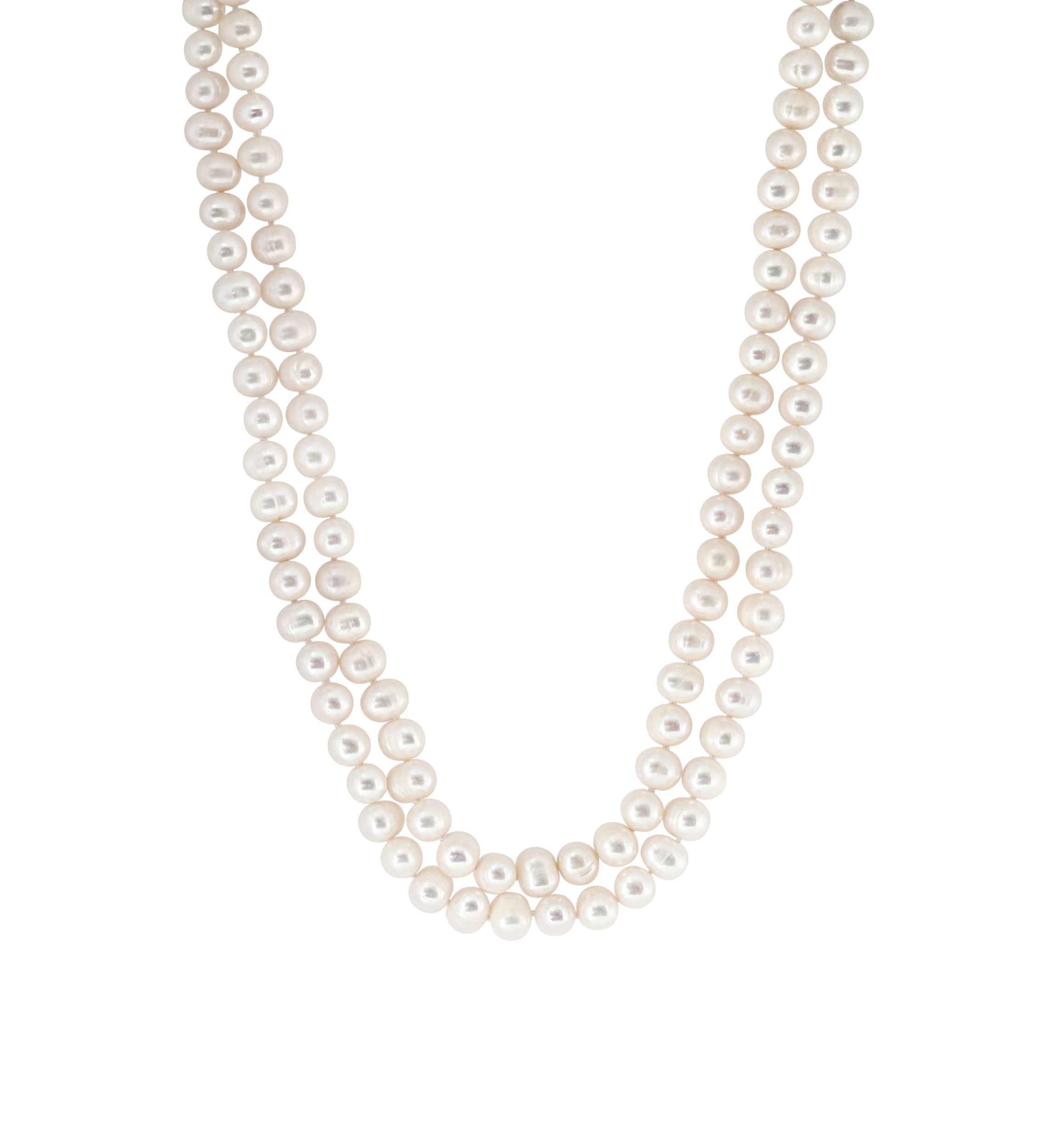 Freshwater Pearl Double Strand Necklace in Sterling Silver