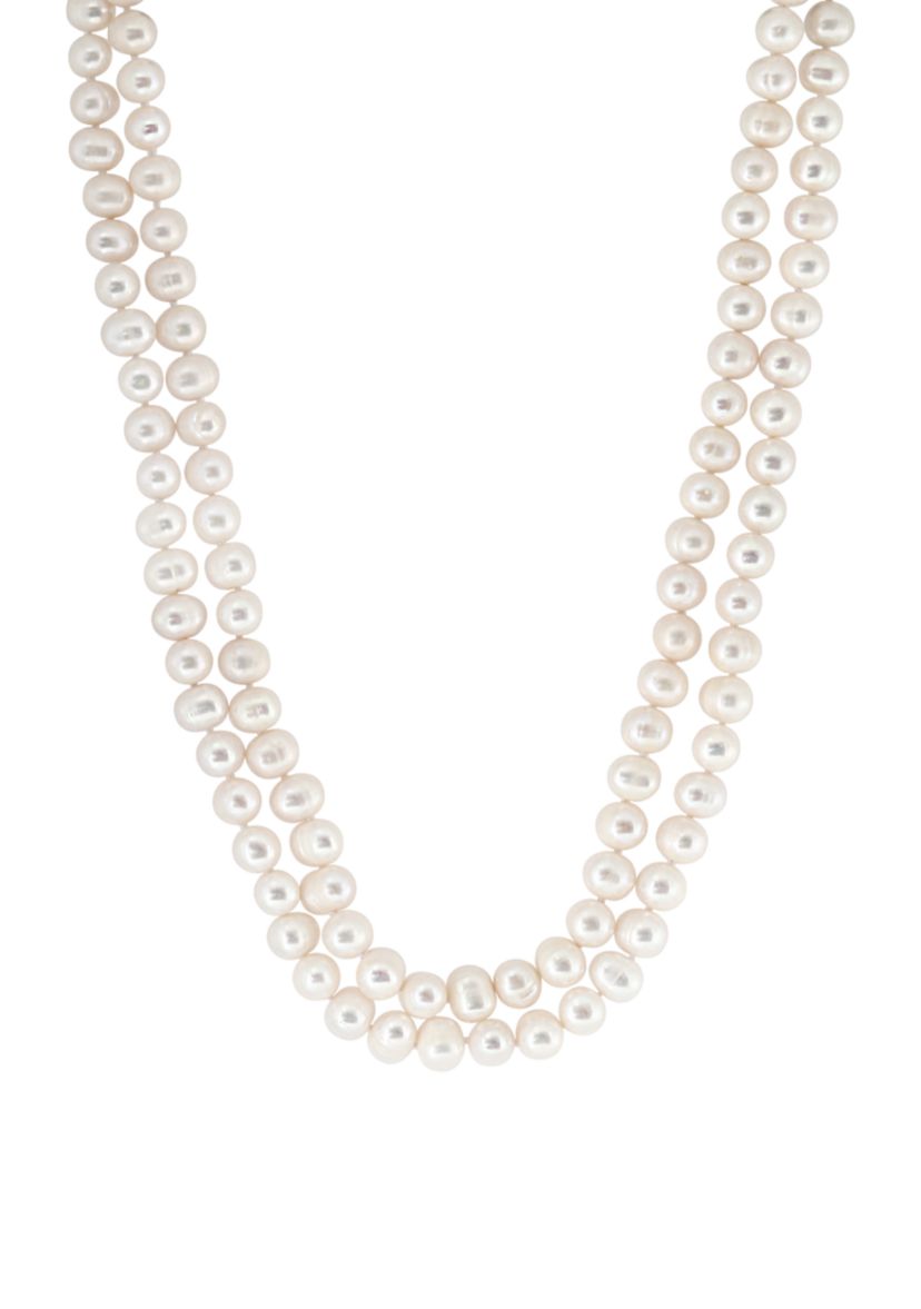 Freshwater Pearl Double Strand Necklace in Sterling Silver