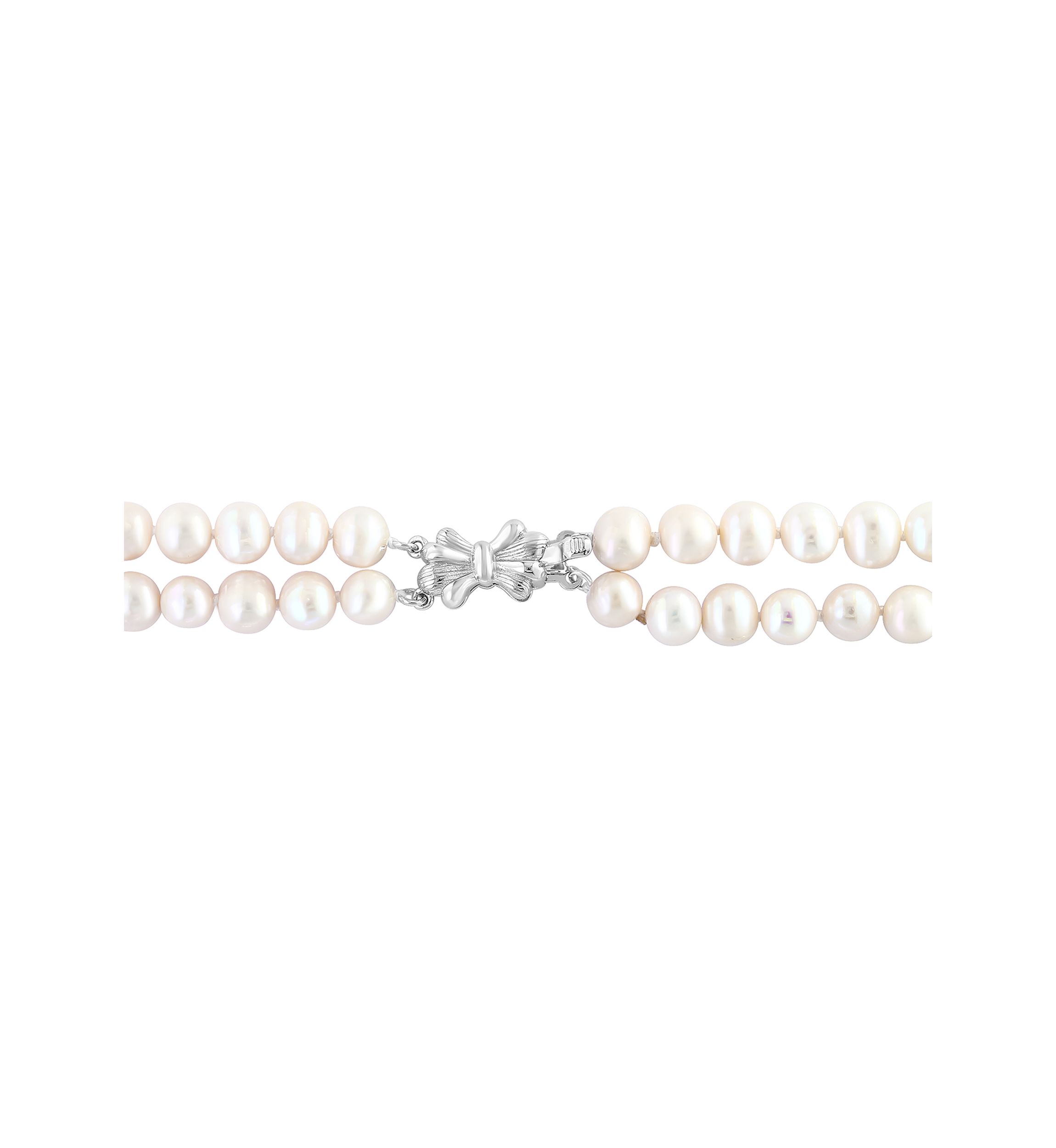 Freshwater Pearl Double Strand Necklace in Sterling Silver