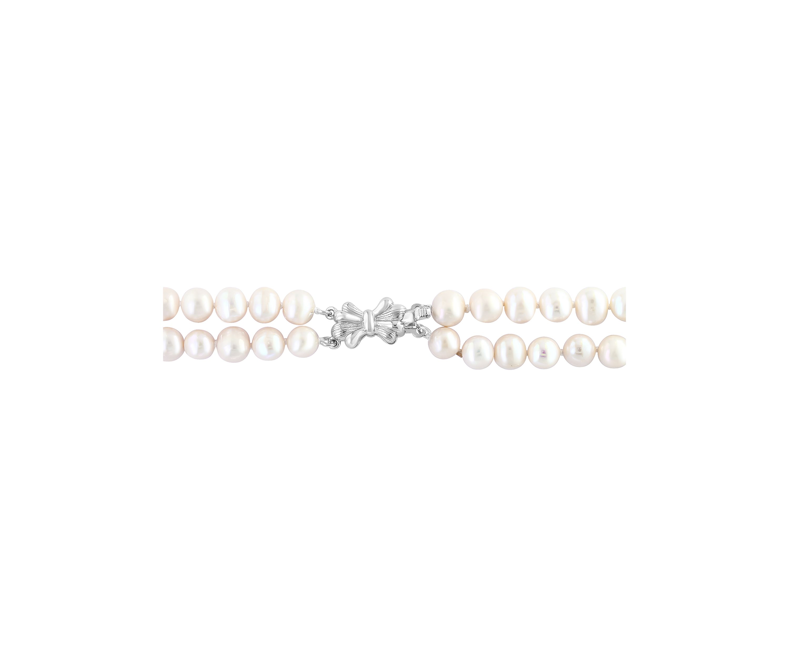 Freshwater Pearl Double Strand Necklace in Sterling Silver