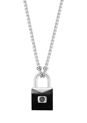 Effy Men's Onyx Lock Necklace in Sterling Silver -  5400451INS0X082XX