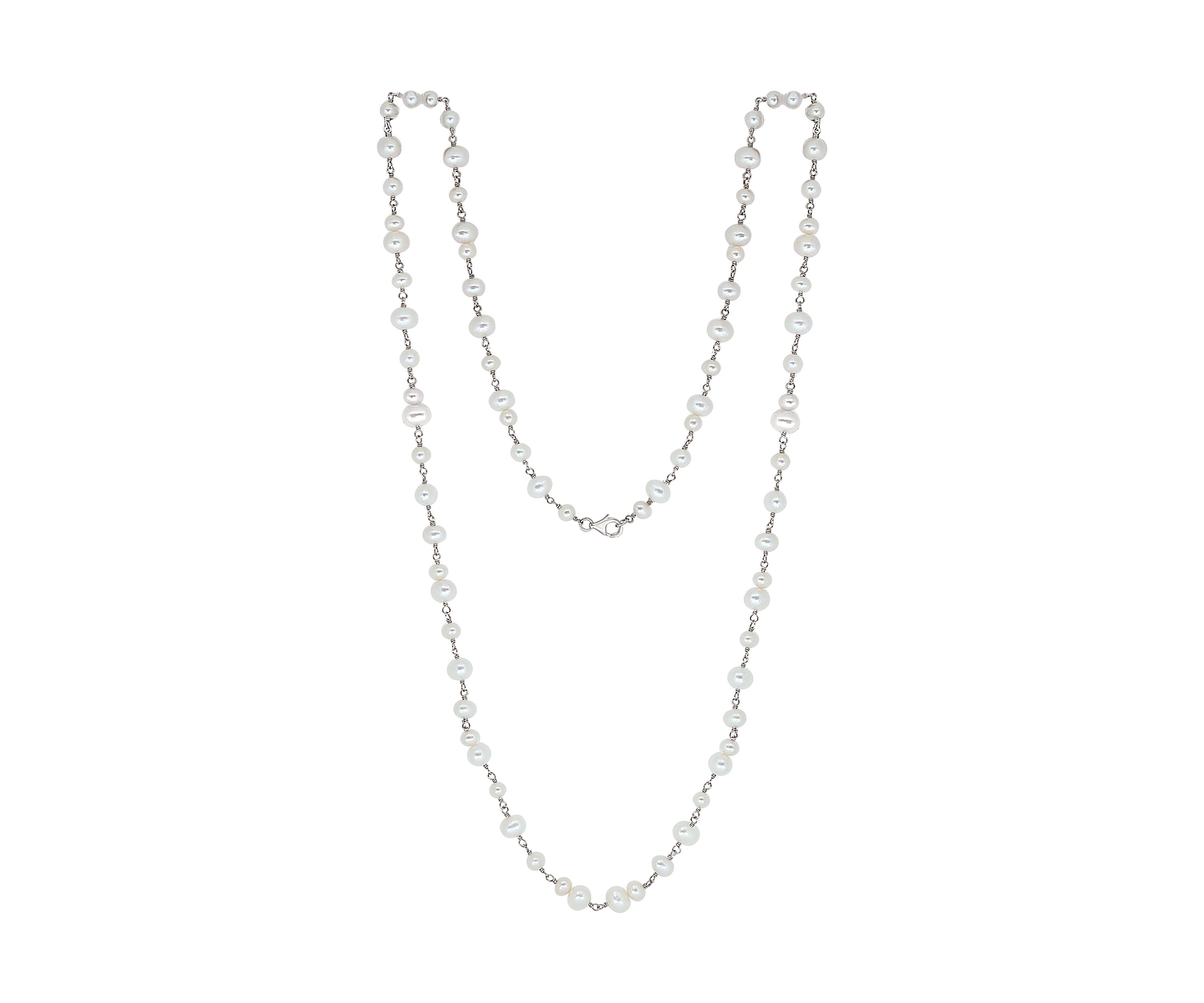 Sterling Silver Freshwater Pearl 35" Necklace