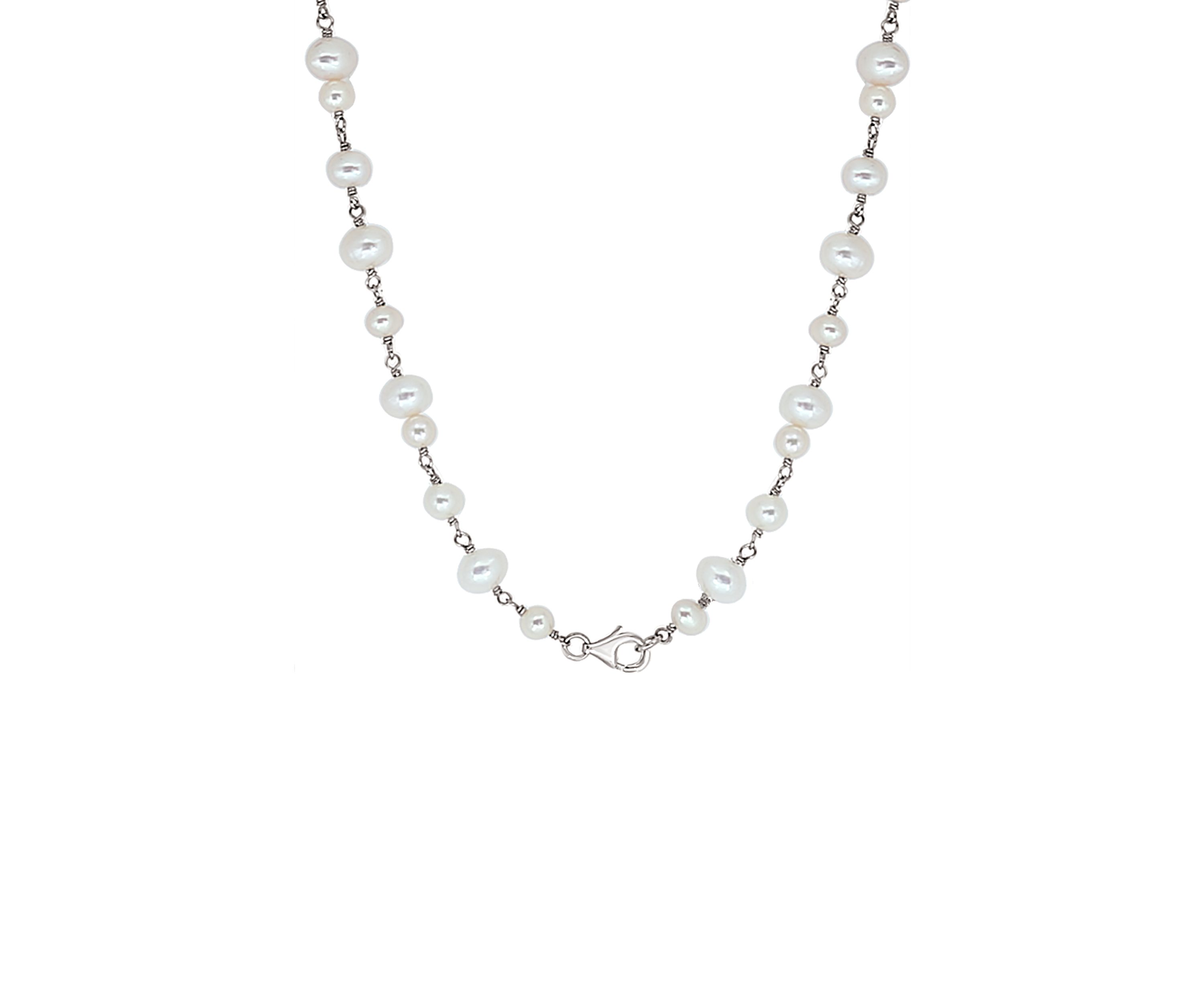 Sterling Silver Freshwater Pearl 35" Necklace