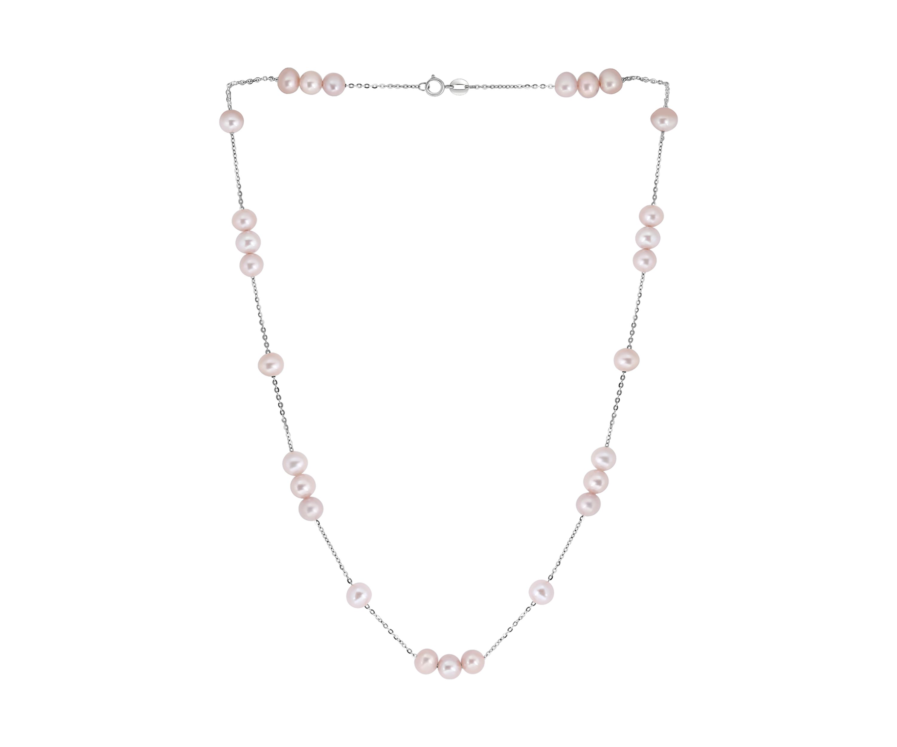 Pink Freshwater Pearl Necklace in 14K Rose Gold
