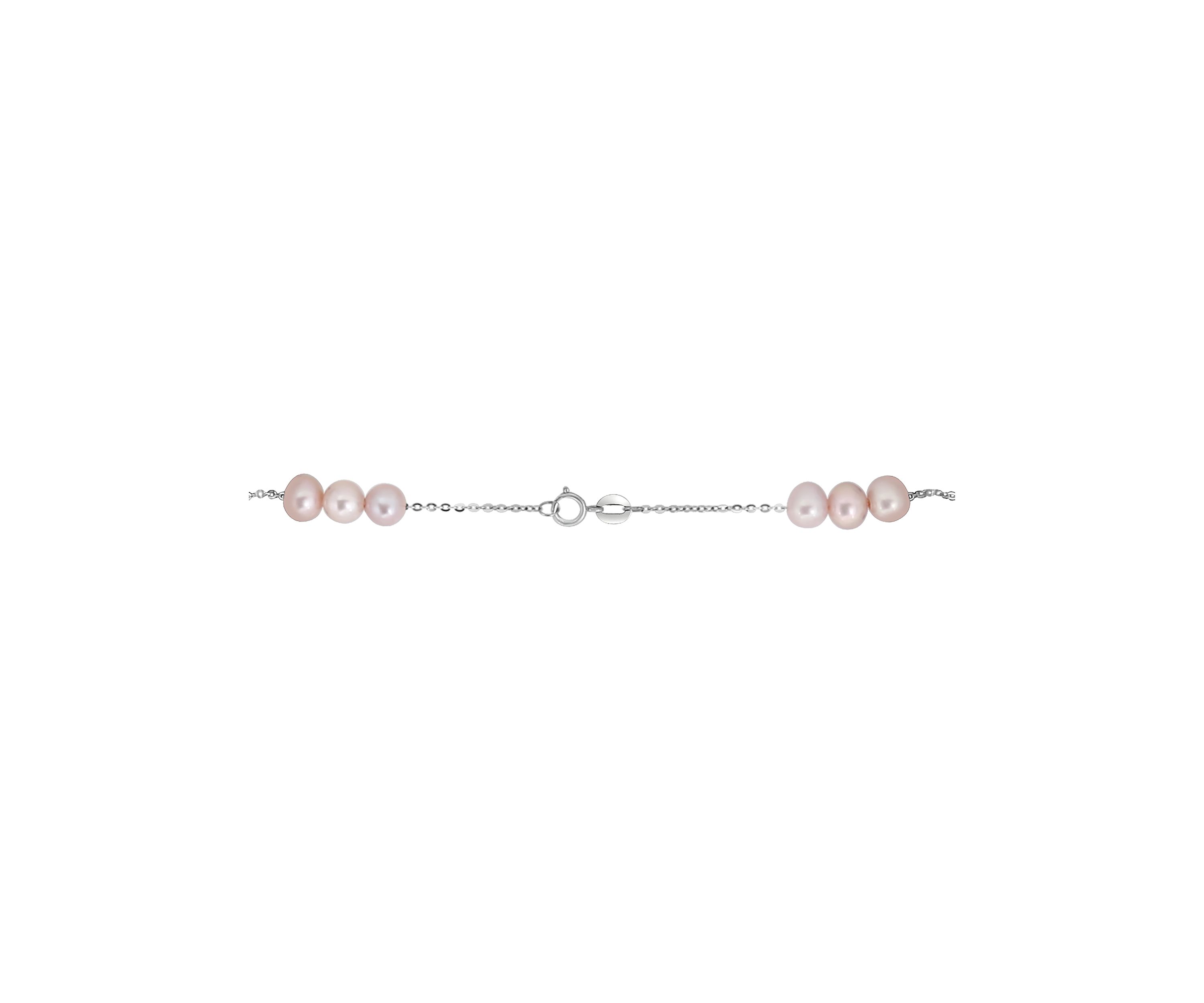 Pink Freshwater Pearl Necklace in 14K Rose Gold