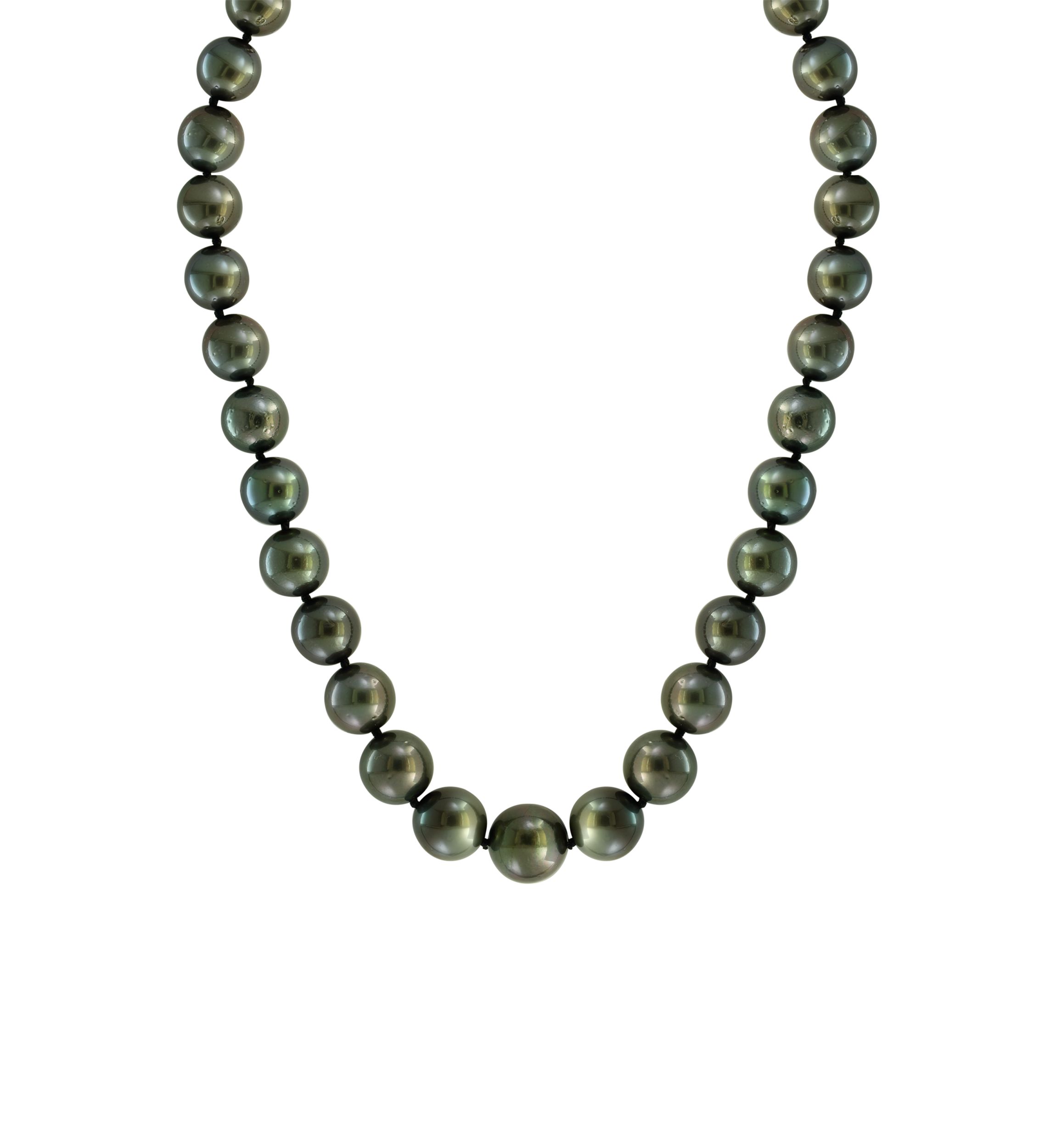 Black Tahitian Pearl Necklace in 14K White Gold